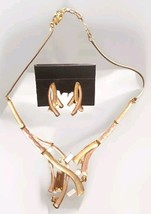 Topaz Opal Costume Goldtone Jewelry Set Statement Necklace Earring Geome... - €27,51 EUR