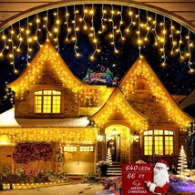 Icicle Christmas Lights Outdoor 66ft 640 LED Icicle Lights for Outside Plug in T - $92.93