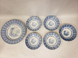 Lot of 6 Vintage Cauldon England Breadalbane White and Blue Flow Saucers... - $69.29
