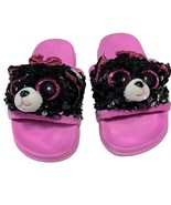 Ty Beanie Boos Kiki Girls 11 13 Black Pink Cat Slip On Slide Sandals Shoes - $14.84