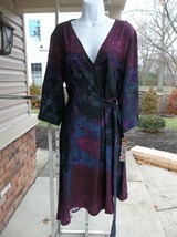 Nwt Rachel Roy Purple Black Print Wrap Look Dress 14W $159 - £44.80 GBP