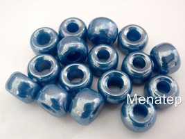 12 5 x 9mm Czech Glass Roller/Crow Beads: Dark Blue - Luster - $1.83