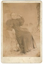 Circa 1880&#39;S Cabinet Card Woman Victorian Dress Lounging Awkward Pose Chair - £9.56 GBP
