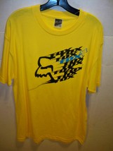 Fox Racing Mens Yellow Tee T-SHIRT W/ Black Half Head Fox Logo On Front New $28 - £14.15 GBP
