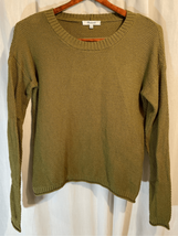 Madewell Ribbed Sweater-Green Cotton/Viscose L/S Crew Neck Cuff Euc Womens Xxs - £10.60 GBP