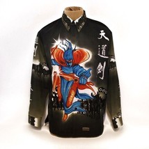 Vintage Blacksmith Japanese Manga Shirt Samurai 90&#39;s Button Large Long S... - £34.46 GBP