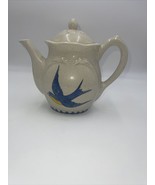 The Square Nest 2002 Crackle Pottery Yellow Belly Bluebird Pitcher - £30.92 GBP