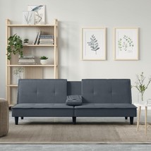 Sofa Bed with Cup Holders Dark Gray Velvet - $7,198.24 MXN