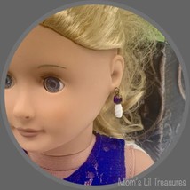 Blue White Glass Dangle Doll Earrings • 18 Inch Fashion Doll Jewelry - $5.88