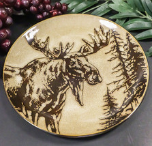 Pack Of 2 Rustic Western Emperor Elk Stag Moose Deer Round Dinner Plates - £28.76 GBP