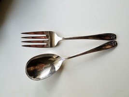 DAFFODIL Silverplate 1847 Rogers 2 Pc Serving Spoon Meat Fork Very Fine ... - $23.90