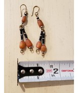 Hand Crafted Artisan Earrings Drop Dangle Amber Beads - £6.43 GBP