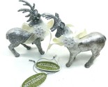Midwest CBK Figurines Silver Elegant Deer Christmas Christmas Set of 2   - $16.12