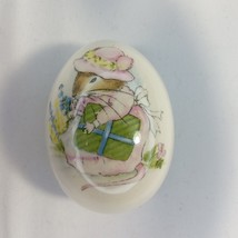 Vintage The Egg Lady Lady Mouse in Pink Hat Floral Porcelain Decorative Egg - £11.42 GBP