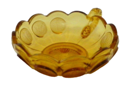 Coin Pattern Fostoria Amber Nappy Bowl Dish Handled Star Burst Bottom - £21.71 GBP