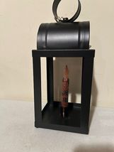 Square open tin lantern with lighted Flag Candlestick image 3