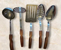 Vintage CUTCO Kitchen Utensil 5pc Set - 12 13 14 15 16 Brown Handle Discontinued - $148.49