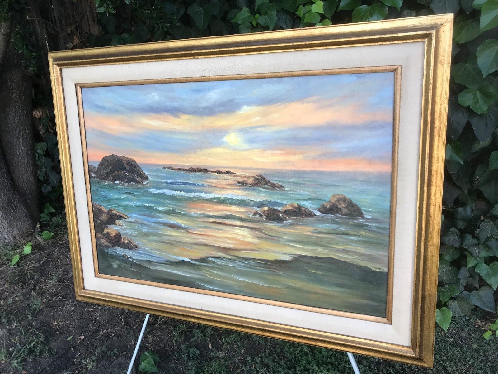 RYSSEL Original 1950s HUGE SEASCAPE MODERN IMPRESSIONIST OIL Canvas Paul Gachet Item image 5