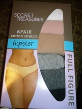 Secret Treasures Full Figure Hipster Panties 6 Pair Size 0X/10 Cotton Stretch So - £12.92 GBP