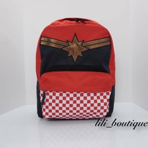 NWT Vans Captain Marvel Backpack School Bag Checkerboard Red White Navy Multi 44 - £28.02 GBP