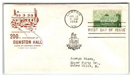 Scott #1103 1958 Gunston Hall 200th Anniversary First Day Cover FDC Unad... - $8.09