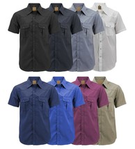 Men’s Casual Western Pearl Snap Button Down Short Sleeve Cowboy Dress Shirt - £20.25 GBP