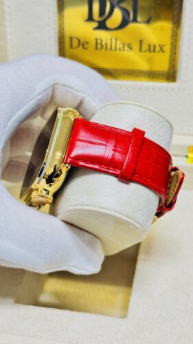 24k Gold Plated Apple Watch ULTRA 2 49mm Red Leather Band 24k Gold Buckle Item image 3