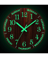 12 Inch Luminous Wall Clock Wooden Silent Glowing in Dark Non Ticking Clock - $539.98 MXN