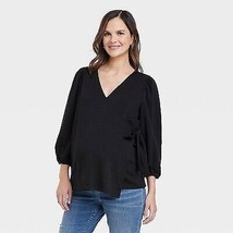 3/4 Sleeve Wrap Maternity Top - Isabel Maternity by Ingrid &amp; Isabel Blac... - £14.93 GBP