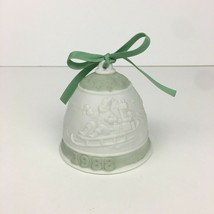Lladro 1988 Vtg Christmas Holiday Porcelain Ornament Bell Reindeer Santa Green - $15.88