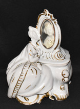 Vintage Japan White Ceramic Box Victorian Lady at Vanity Lidded Trinket Hair Box - £38.53 GBP