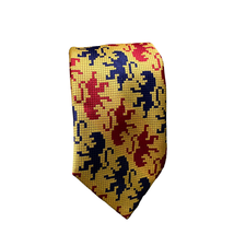 Vintage 70s 1960s Haband&#39;s Gold Red Navy Lion Print Mens MCM Tie Necktie - $26.86