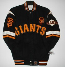 MLB San Francisco Giants Cotton  Twill Embroidered Jacket JH Design Black - £128.67 GBP