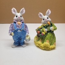 Porcelain Easter Rabbit Couple Figurines 9 Inches Tall - £15.37 GBP