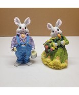Porcelain Easter Rabbit Couple Figurines 9 Inches Tall - £15.69 GBP