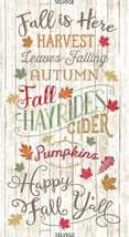 23.5&quot; X 44&quot; Panel Fall is Here Autumn Words Leaves Cotton Fabric D513.42 - £8.20 GBP