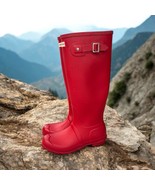 Hunter Original Tall Matte Red Rubber Rain Boots Sz 8 - $64.55