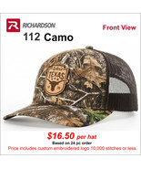 Richardson Sports 112P Camo Hats / Custom embroidered with your design. - £25.24 GBP