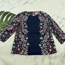 Boden Larissa Blouse Top Size 6 New Navy Blue Pink Floral Wave 3/4 Sleeve - £25.59 GBP