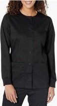 Amazon Essentials Women&#39;s Scrub Snap Jacket Size Small Black W/ Pockets ... - £10.12 GBP