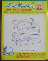 Aunt Martha&#39;s Hot Iron Transfers  His &amp; Hers, Basket #3735 - £4.72 GBP
