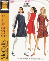 Vintage 1969 Misses&#39; COAT DRESS McCall&#39;s Pattern 2129-m Size 8 - £9.38 GBP