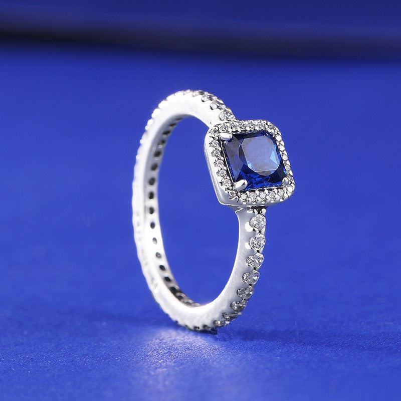 Winter Release Sterling Silver Timeless Elegance, Blue Crystal and Clear CZ Ring