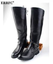 Errfc new arrival men black long knee boots round toe buckle high top casual pu leather thumb200