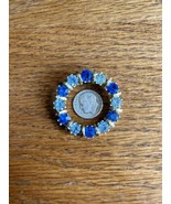 blue rhinestone brooch J157 - $8.57