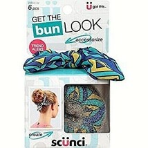 Scunci Get The Bun Look Hair Accessory Bun Maker 6 Piece Kit Blue &amp; Green NEW - £8.13 GBP