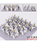 Medieval Mounted Teutonic Knights &amp; Infantry Army Set 26 Minifigures Lot - $32.68