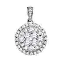 14k White Gold Womens Round Diamond Cluster Fashion Pendant 1.00 Cttw - £1,044.75 GBP