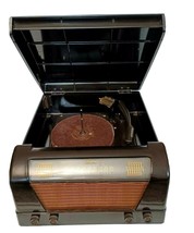 1948 Silvertone Radio Phonograph Model 8080 Black Bakelite Ch 101.852 Works - $319.72