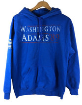 Washington Adams &#39;89 Sweatshirt Hoodie Medium President Campaign Look Blue - $46.44